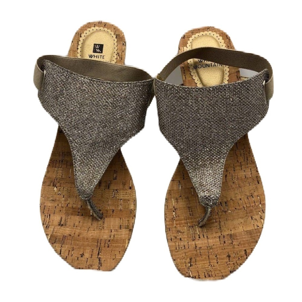 White Mountain Women's Gold Wedge Sandals
